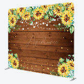 Aperturee - Aperturee Sunflower Wood Grain Wedding Pillow Cover Backdrop
